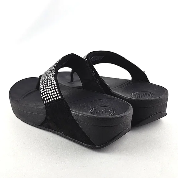 Fitflop Women's Lulu Black Popstud Toe-Post Shiny Metal Studs Sandals Size 7 - Picture 6 of 16